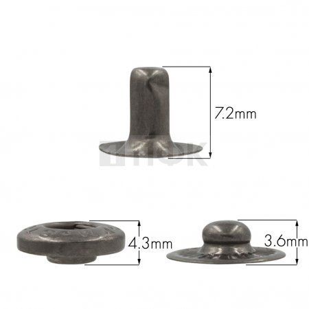 3 Части кнопки для одежды 12,5мм Альфа нерж цв никель тем (уп 1440шт) STORM