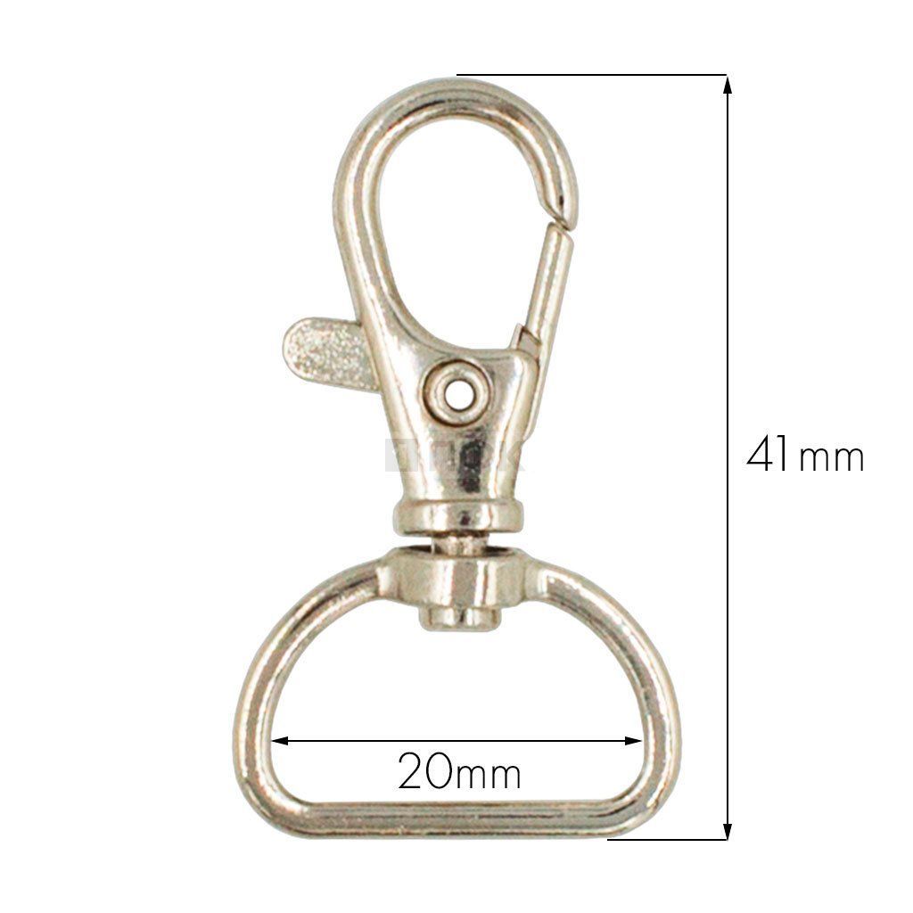 Карабин 20мм металл поворотный цв никель (уп 200шт) 