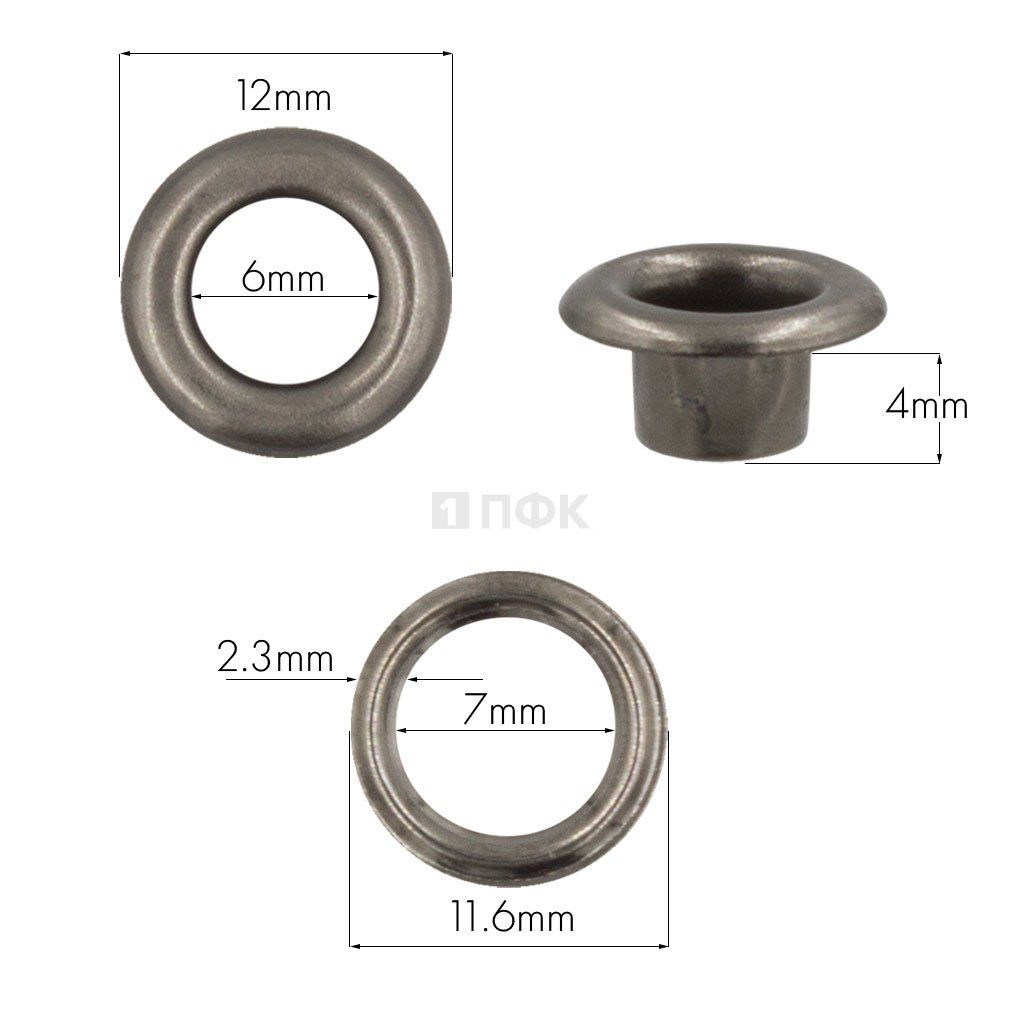 Люверсы №4 6мм нерж цв никель тем (уп 5000шт) — ПФКР Люверсы №4 6мм нерж цв никель тем (уп 5000шт)