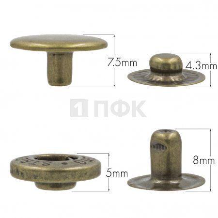 Кнопка для одежды 15мм Альфа сталь цв антик (уп 720шт) STRONG