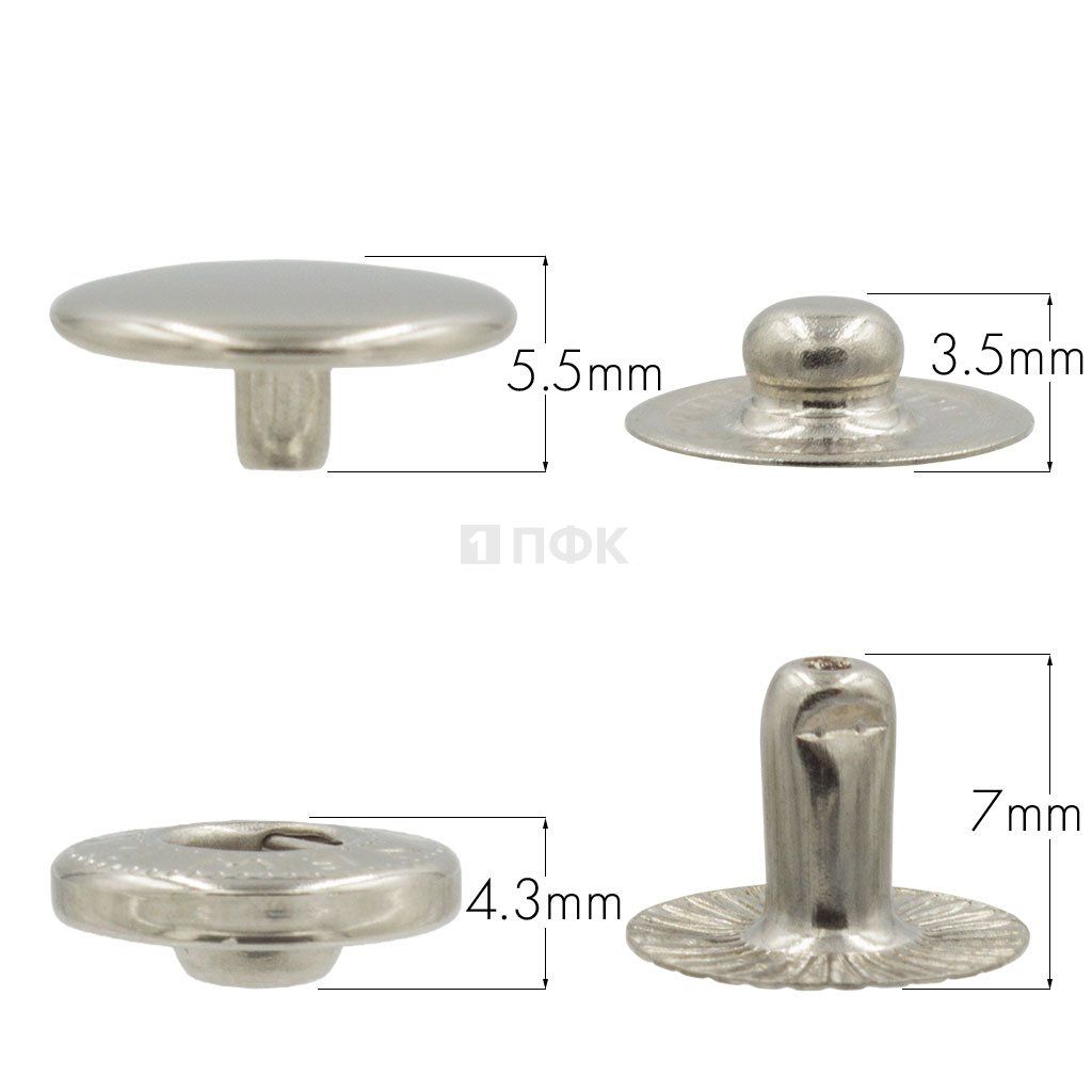 Кнопка для одежды 12,5мм Альфа латунь цв никель (уп 1440шт) NEW STAR