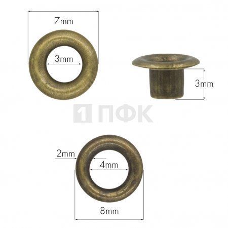 Люверсы №17 3мм сталь цв антик (уп 5000шт) Люверсы №17 3мм сталь цв антик (уп 5000шт)