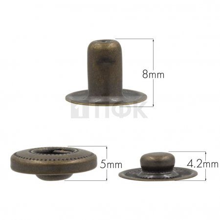 3 Части кнопки для одежды 15мм Альфа латунь цв антик (уп 720шт) NEW STAR