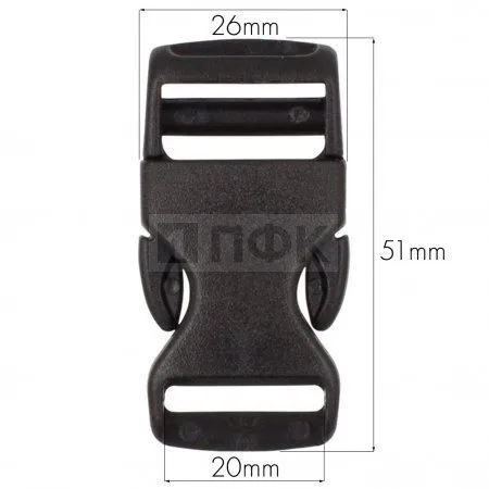 Фастекс (защелка-трезубец) арт.В3-100 РОМ 20 мм цв черный (уп 100шт/1000шт)
