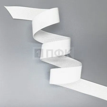 Резинка вязанная уплотненная 25мм цв белый (уп 25м/500м) Резинка вязанная уплотненная 25мм цв белый (уп 25м/500м)